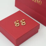 Valentino V-Logo Metal Earrings With Diamond  Master quality Gold