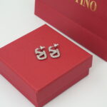Valentino V-Logo Metal Earrings With Diamond  Master quality Silver