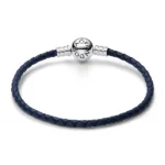 PANDORA Moments Black Leather Bracelet