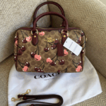 Coach Rowan Satchel Bag in Signature Canvas with Cherry