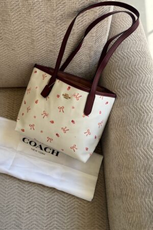 Coach Mini City Tote With Bow Tie Print