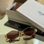 Celine Triomphe 02 Metal GOLD /Brown