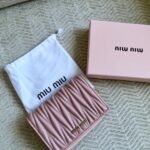 Miu Miu Leather Matelassé Wallet in Pink