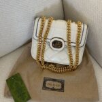 Gucci Deco Mini Quilted-Leather Shoulder Bag in cream