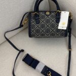 Tory Burch Petite T Monogram Jacquard Barrel Bag in Tory Navy