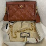 Gucci Brown GG Stitched Leather Matelassè Small Bag