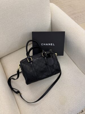 black Chanel Boston travel bag