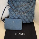 Chanel  Stitched Denim Quilted Chanel 22 Blue