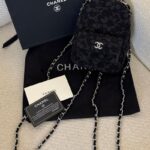 Chanel  Denim Quilted Flower CC Mini Classic Backpack Black