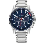 Tommy Hilfiger Mason Quartz Blue Dial Silver Steel Strap Watch