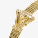 ⁦Guess Ladies Fame Gold Tone Triangular Crystal Watch GW0508L2⁩ - الصورة ⁦4⁩