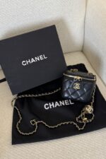 Chanel mini top handle vanity case with a chain