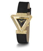 ⁦GUESS Ladies Black Gold Tone Analog Watch⁩ - الصورة ⁦4⁩