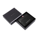 Tommy Hilfiger leather credit card holder in black with a pebble-grain finish