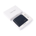 Calvin Klein Saffiano leather bifold wallet in blue