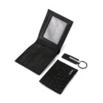 ⁦Calvin Klein Men's embossed logo wallet, card case, and keychain set.⁩ - الصورة ⁦2⁩