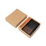 Timberland men's leather trifold wallet in black and brown