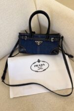 Prada small Bonnie denim tote bag