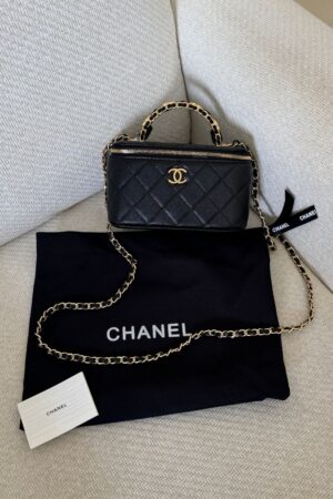 Chanel Small Vanity with Chain in black caviar leather