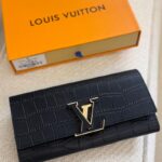Louis Vuitton black alligator Capucines long wallet M61248