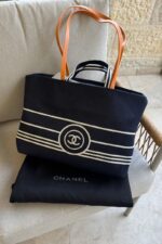 CHANEL Denim Canvas Border Tote