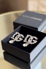 Dolce & Gabbana Embellished DG Logo Crystal Drop Earrings