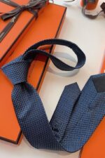 Hermès Faconnée H Silk Tie BL