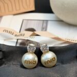 Miu Miu Solitaire Crystal & Pearl Drop Earrings