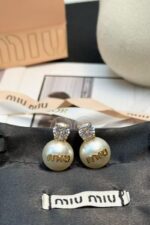Miu Miu Solitaire Crystal & Pearl Drop Earrings