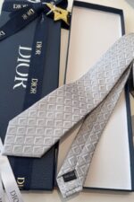Dior Grey Diamond Silk Tie - الصورة 5